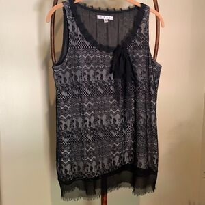 Cabi Black Lace Overlay Sleeveless Blouse